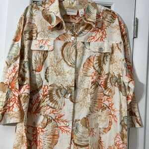 Alfred Dunner Coral and Seashell Print Blouse